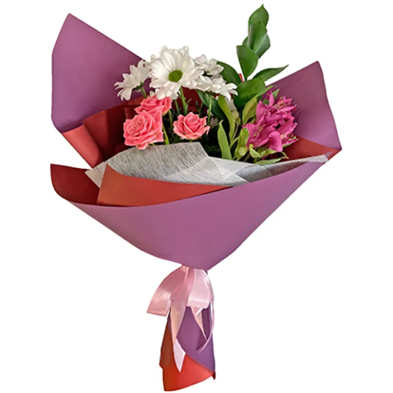 Букет с хризантемой, розой и альстромерией, доставка Инта